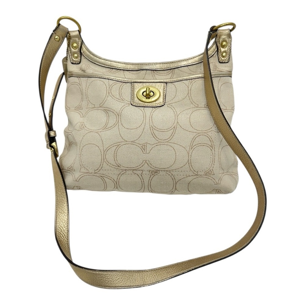 Coach Vintage Penelope Signature Crossbody Bag F19260 Linen Gold Metallic Y2K - Picture 11 of 16